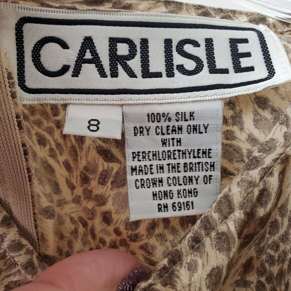 Vintage Carlisle Elegant Womens Leopard Print Silk Blouse Size 8 Long Sleeve - Picture 3 of 7